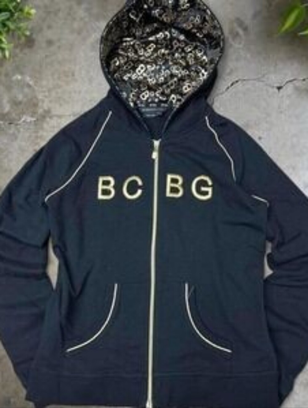 BCBG Navy Kids Zip-Up Hoodie with Contrast Trim